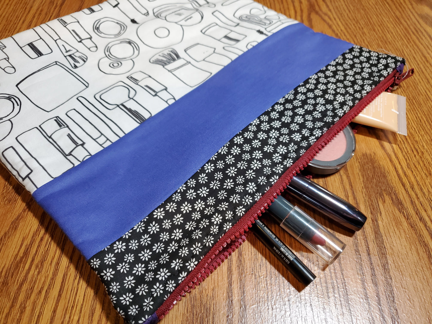 Color-Me Zipper Bag – Black Floral & Purple Cosmetic Design | DIY Custom Cosmetic & Makeup Pouch
