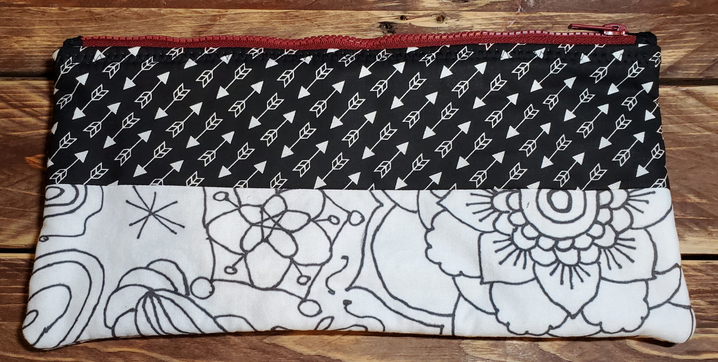 CLEARANCE - Color-Me Zipper Bag - Logo Mandala, and Arrows