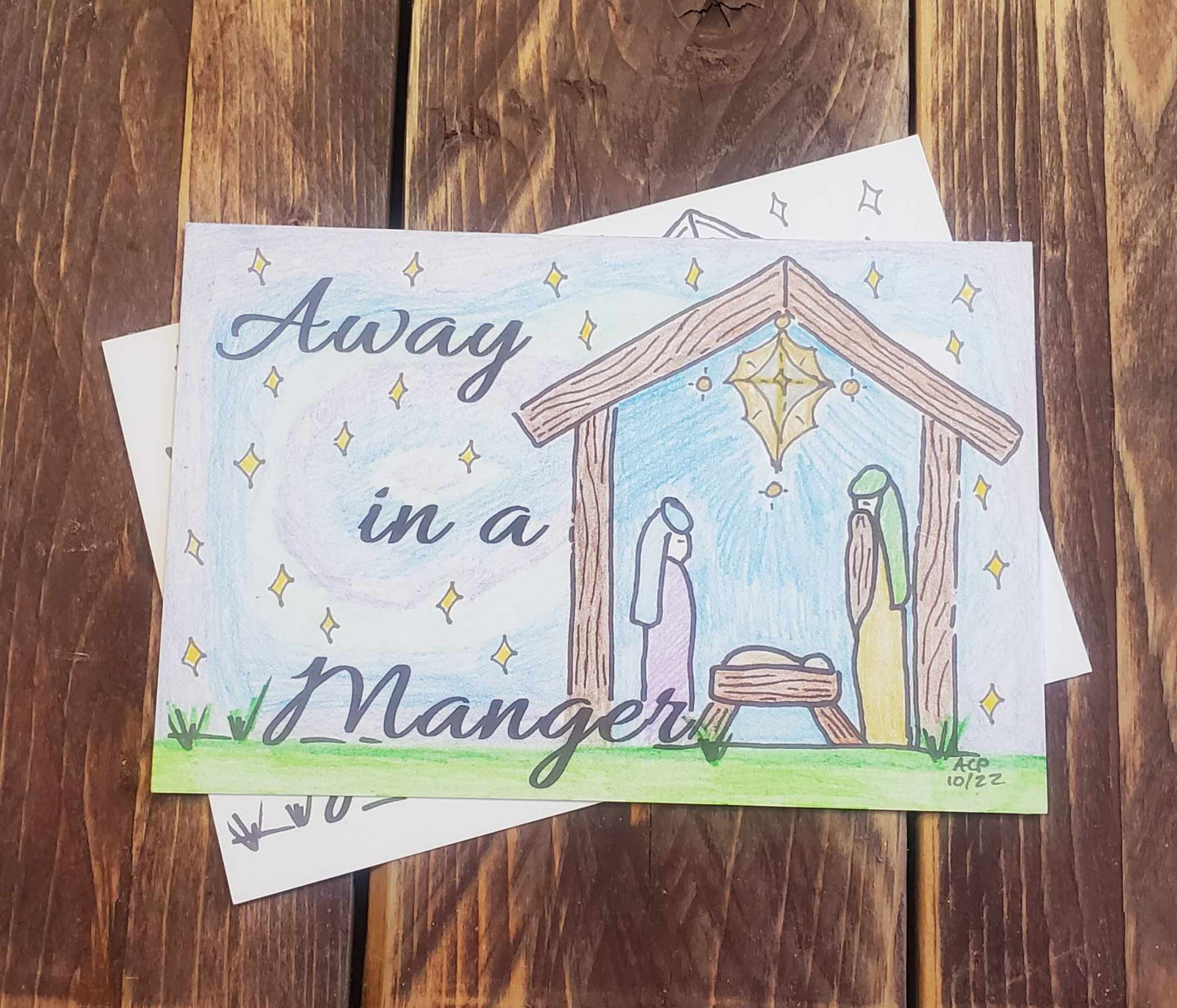 Color-Me Postcard – Away in a Manger | DIY Nativity Christmas Coloring Card
