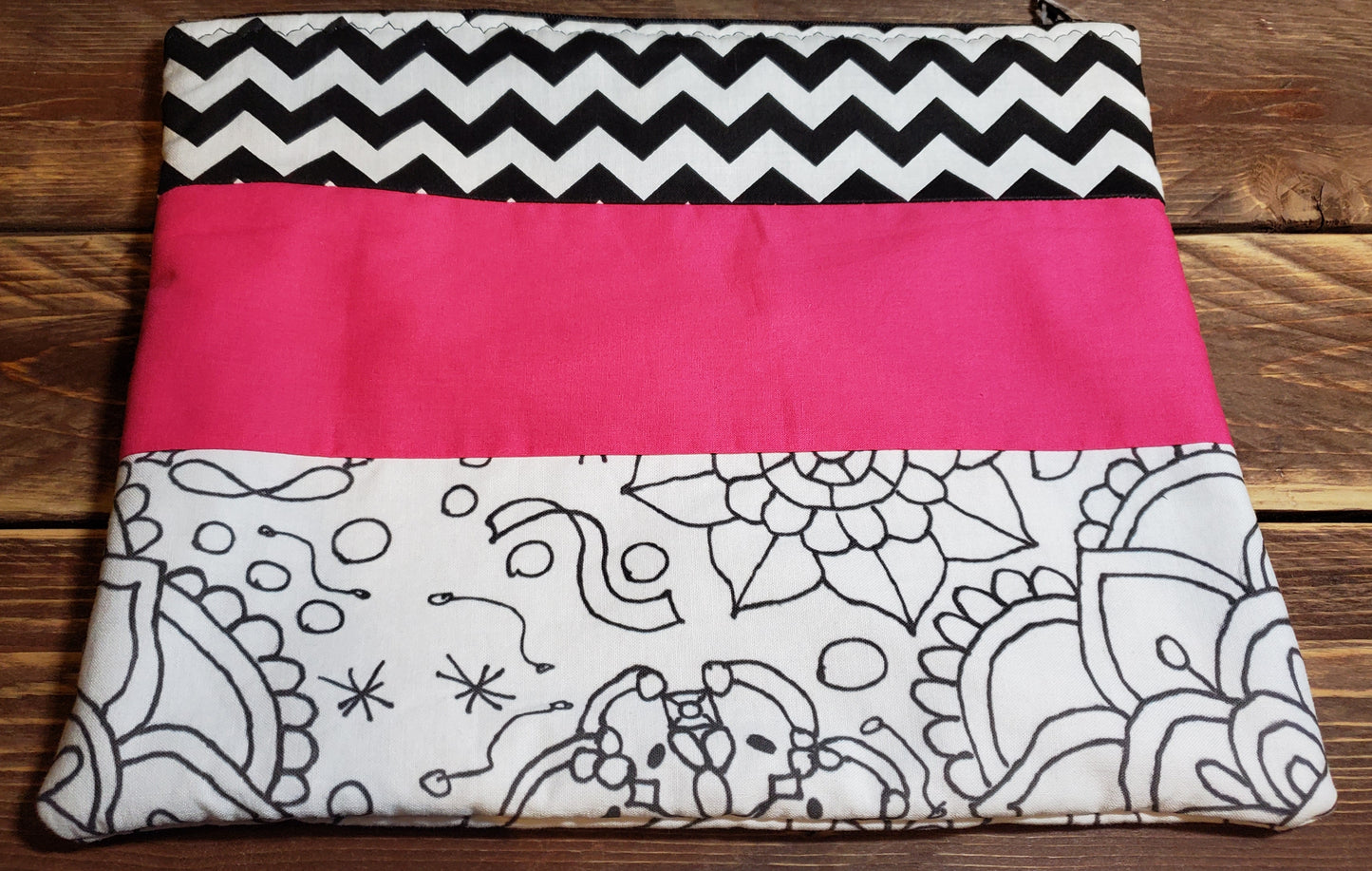 CLEARANCE - Color-Me Zipper Bag - Logo Mandala, Pink and Chevron