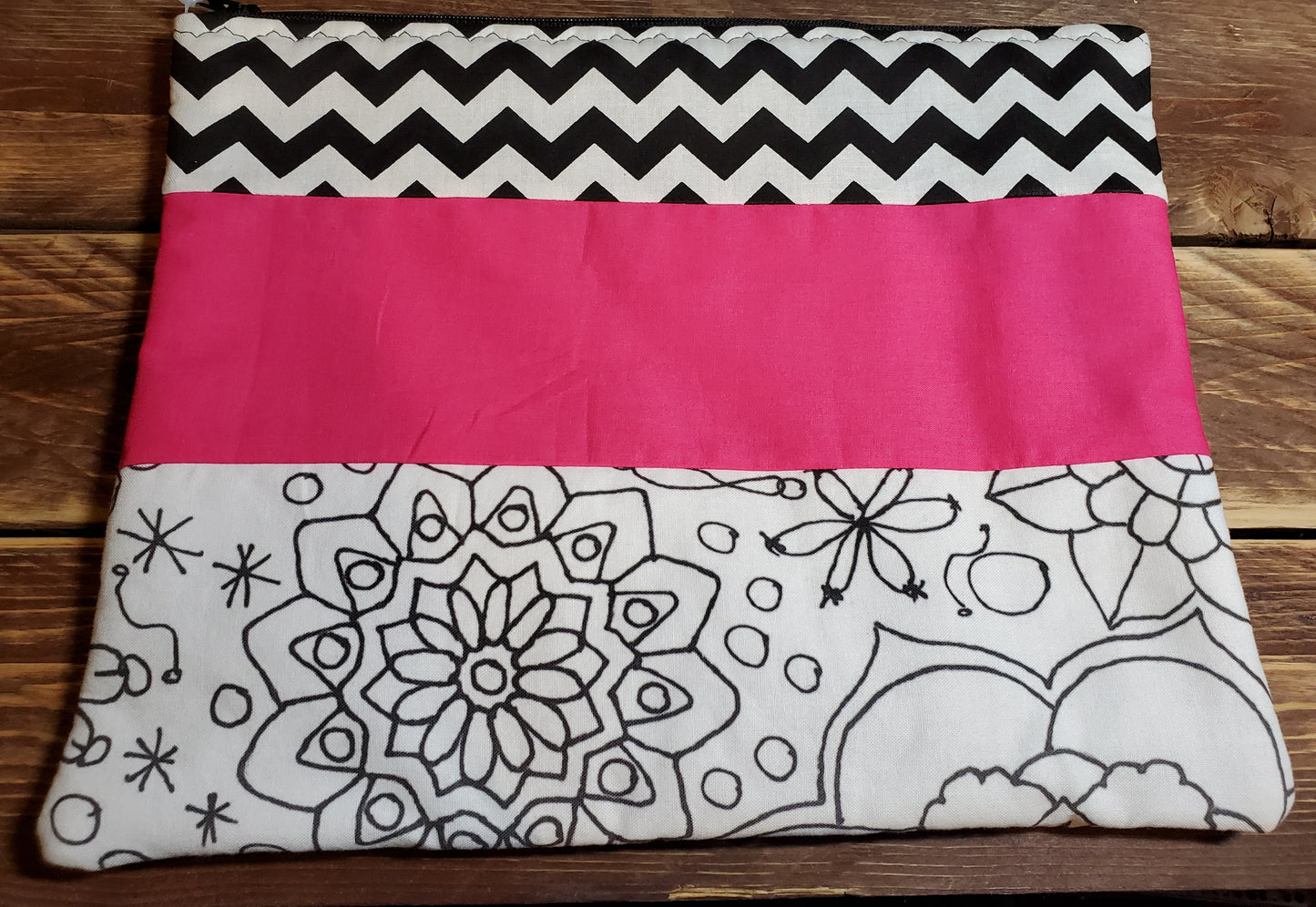 CLEARANCE - Color-Me Zipper Bag - Logo Mandala, Pink and Chevron