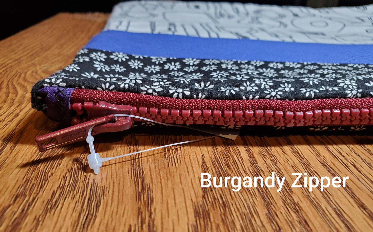 CLEARANCE - Color-Me Zipper Bag - Cosmetics, Black Floral, Purple