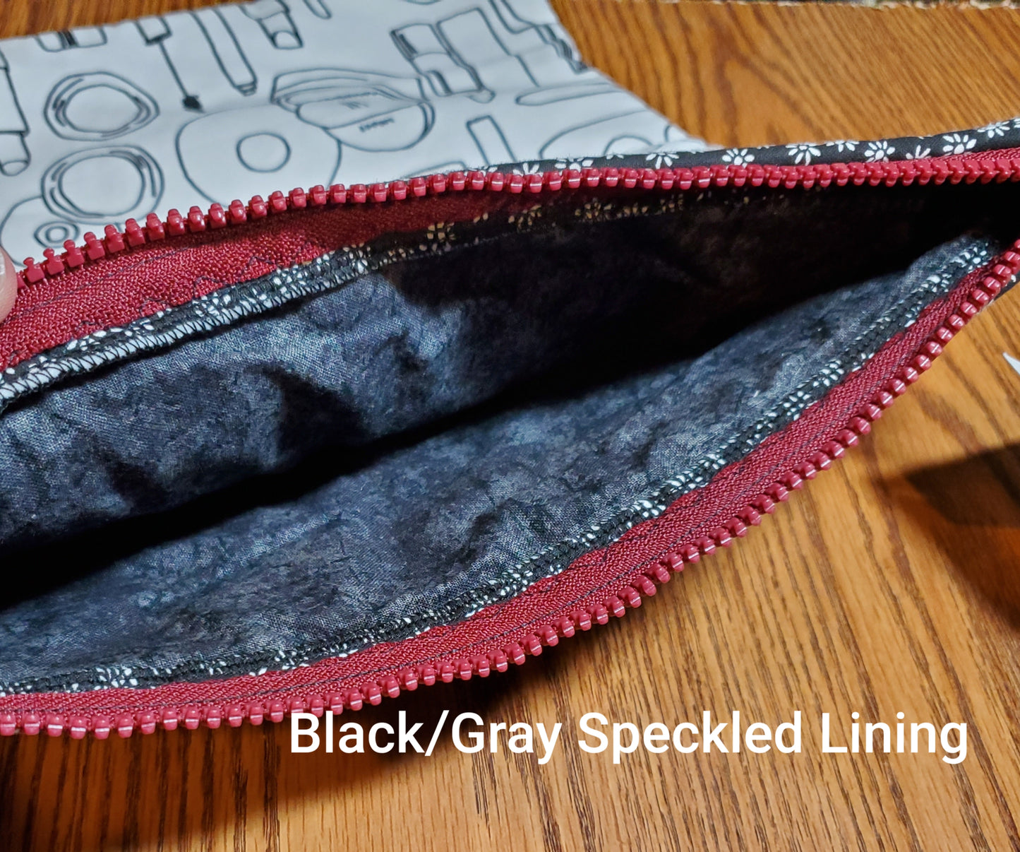 CLEARANCE - Color-Me Zipper Bag - Cosmetics, Black Floral, Purple