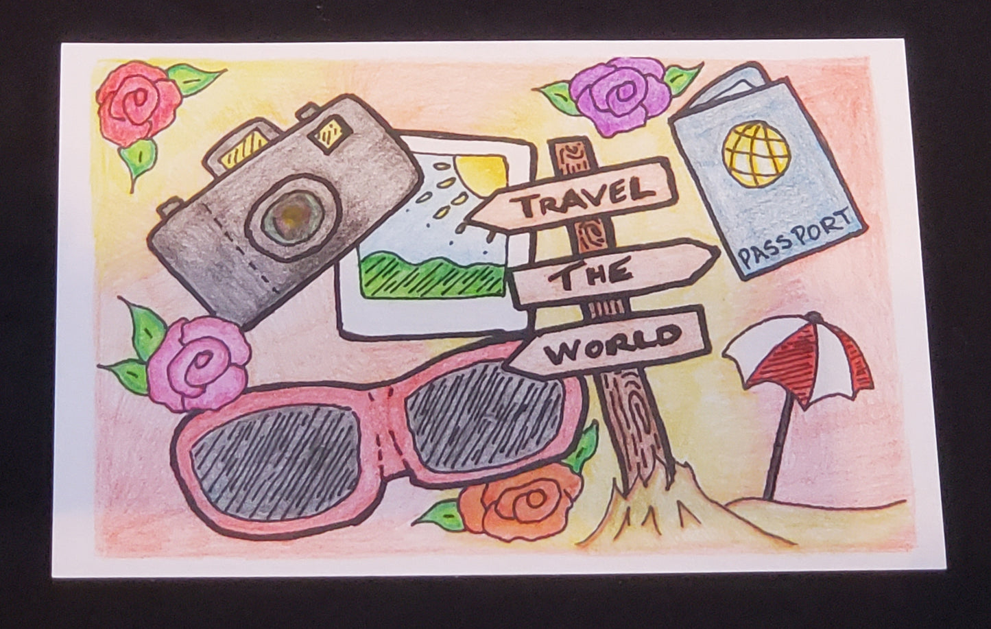 Travel Time Color-Me Postcard Deck- by Colorpockit- Limited Edition | DIY Coloring Card