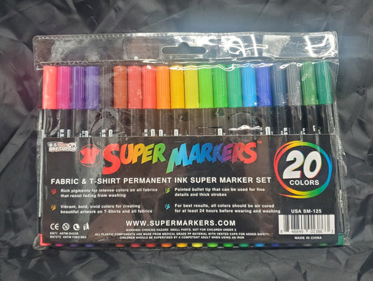 Super Markers Fabric & T-shirt Permanant Ink Set Fabric Markers