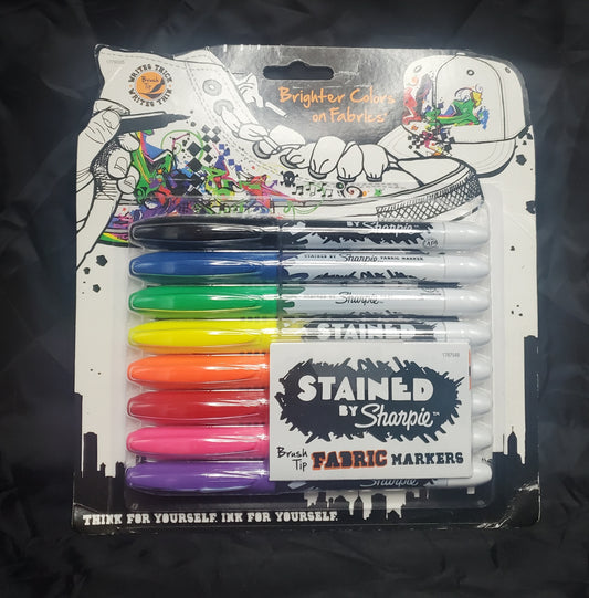 8-piece Fabric Markers Stained by Sharpie