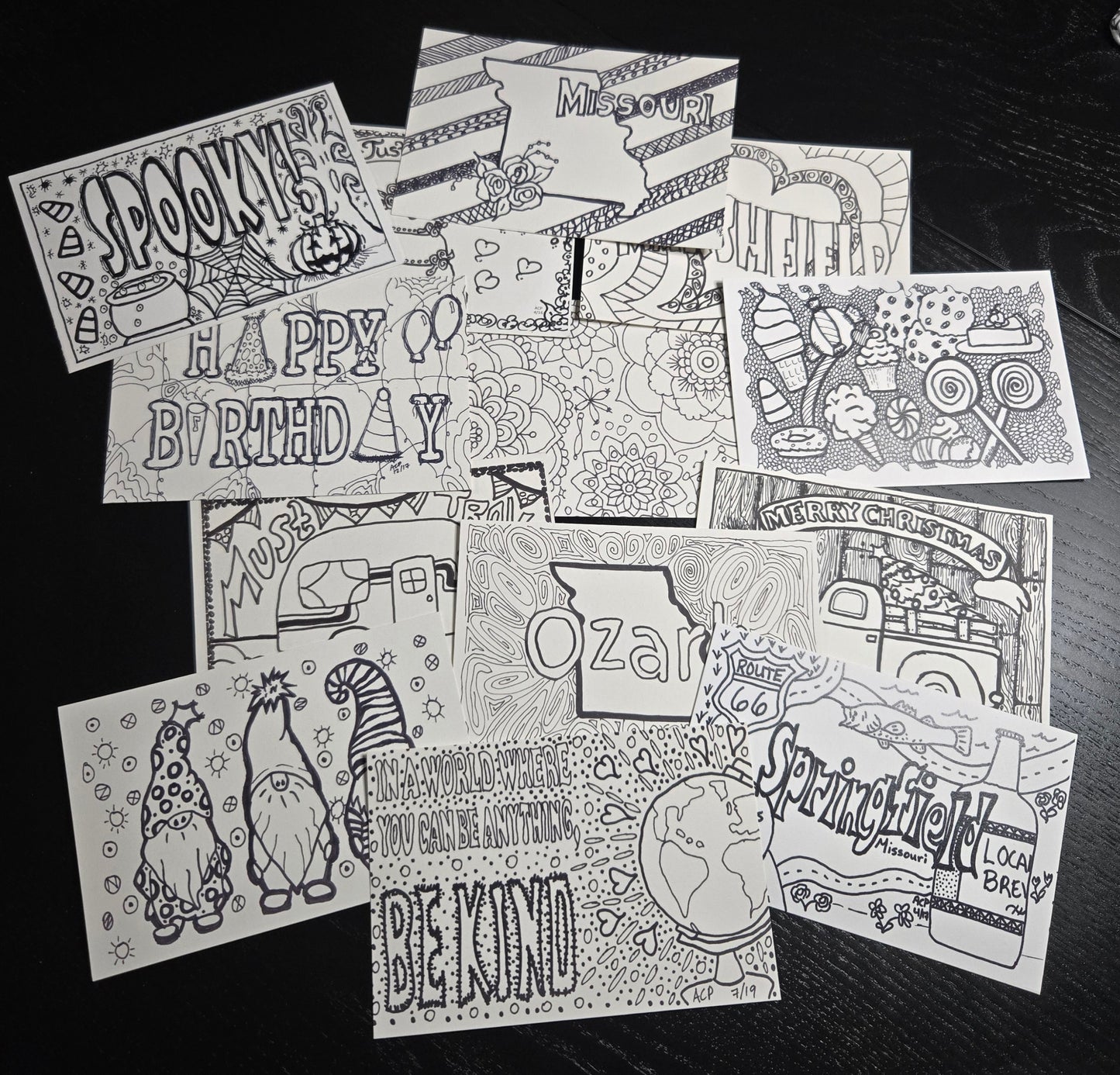 Orange Edition Baker’s Dozen Pack- 13 Postcard Set | DIY Coloring Cards