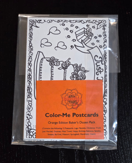 Orange Edition Baker’s Dozen Pack- 13 Postcard Set | DIY Coloring Cards