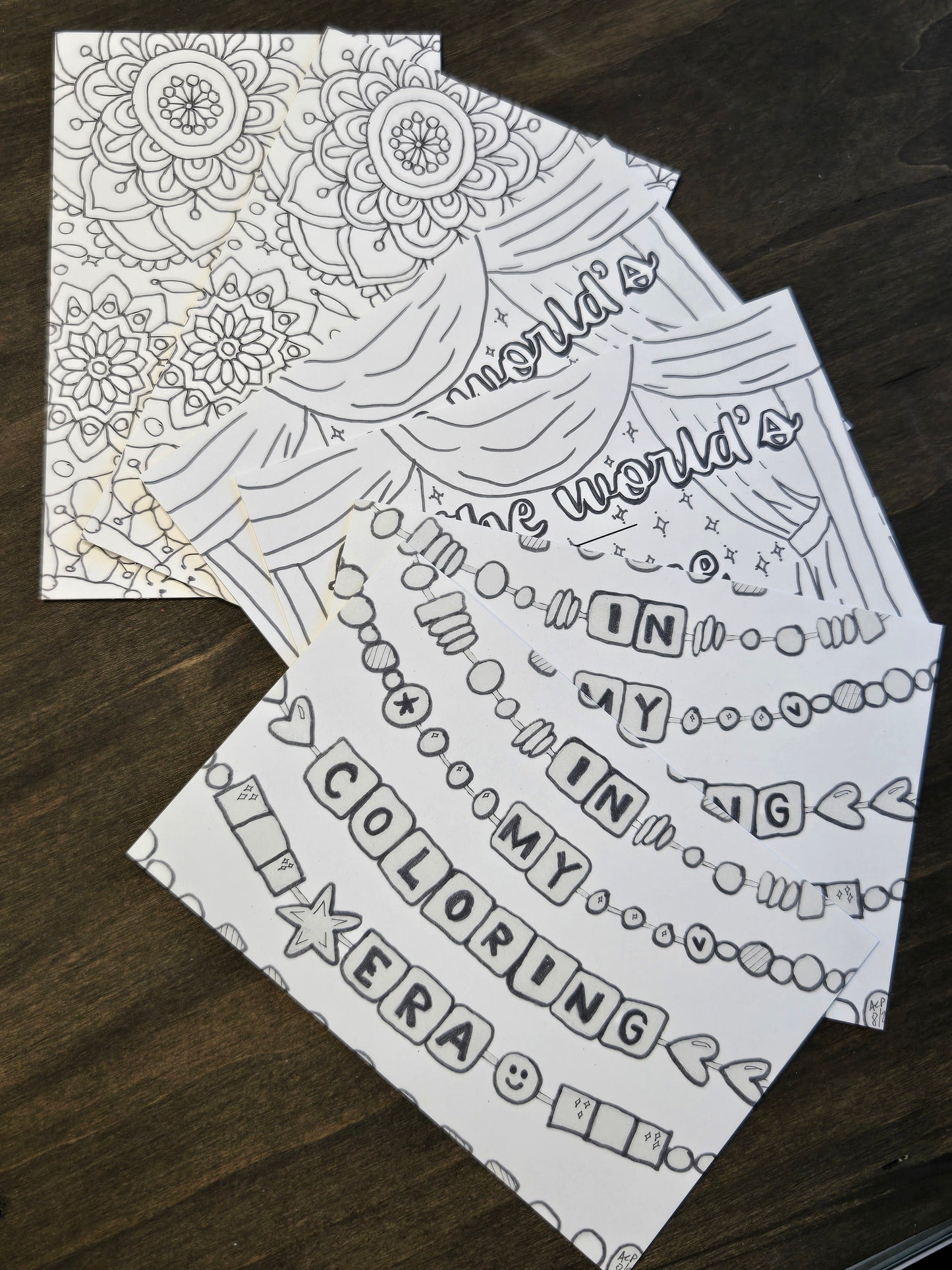 Color-Me Postcard – Showgirl Bundle- 6 postcards- DIY Coloring Cards