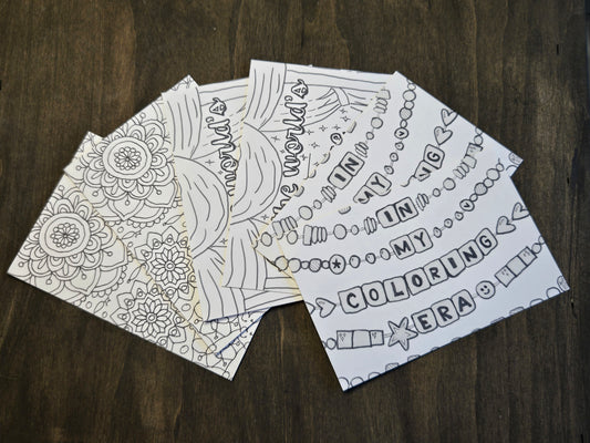 Color-Me Postcard – Showgirl Bundle- 6 postcards- DIY Coloring Cards