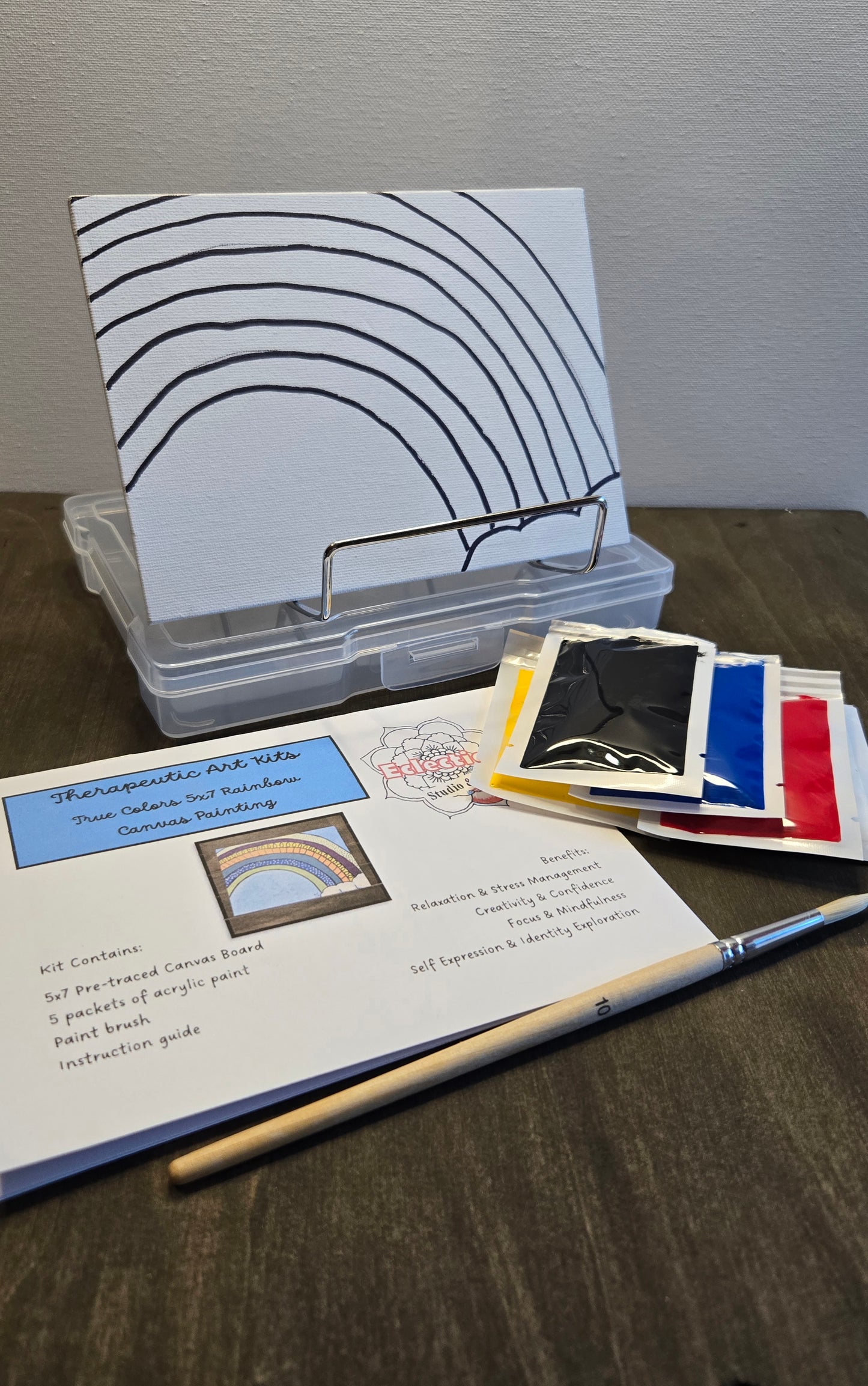 True Colors - 5x7 Rainbow Canvas Painting - Therapeutic Art Kit