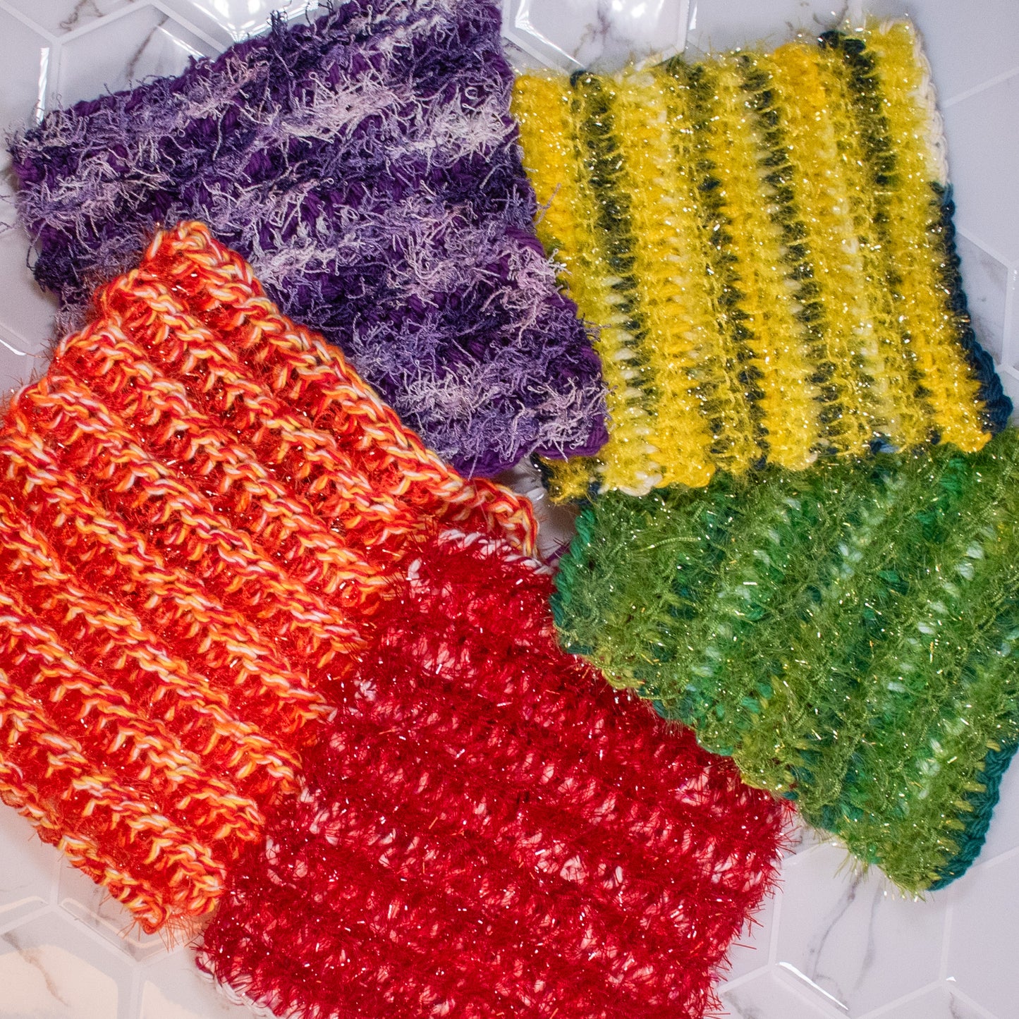 5-Pack Reversible ScrubCloth Set – Handmade Dual-Texture Cleaning Cloths (Cotton & Polyester)