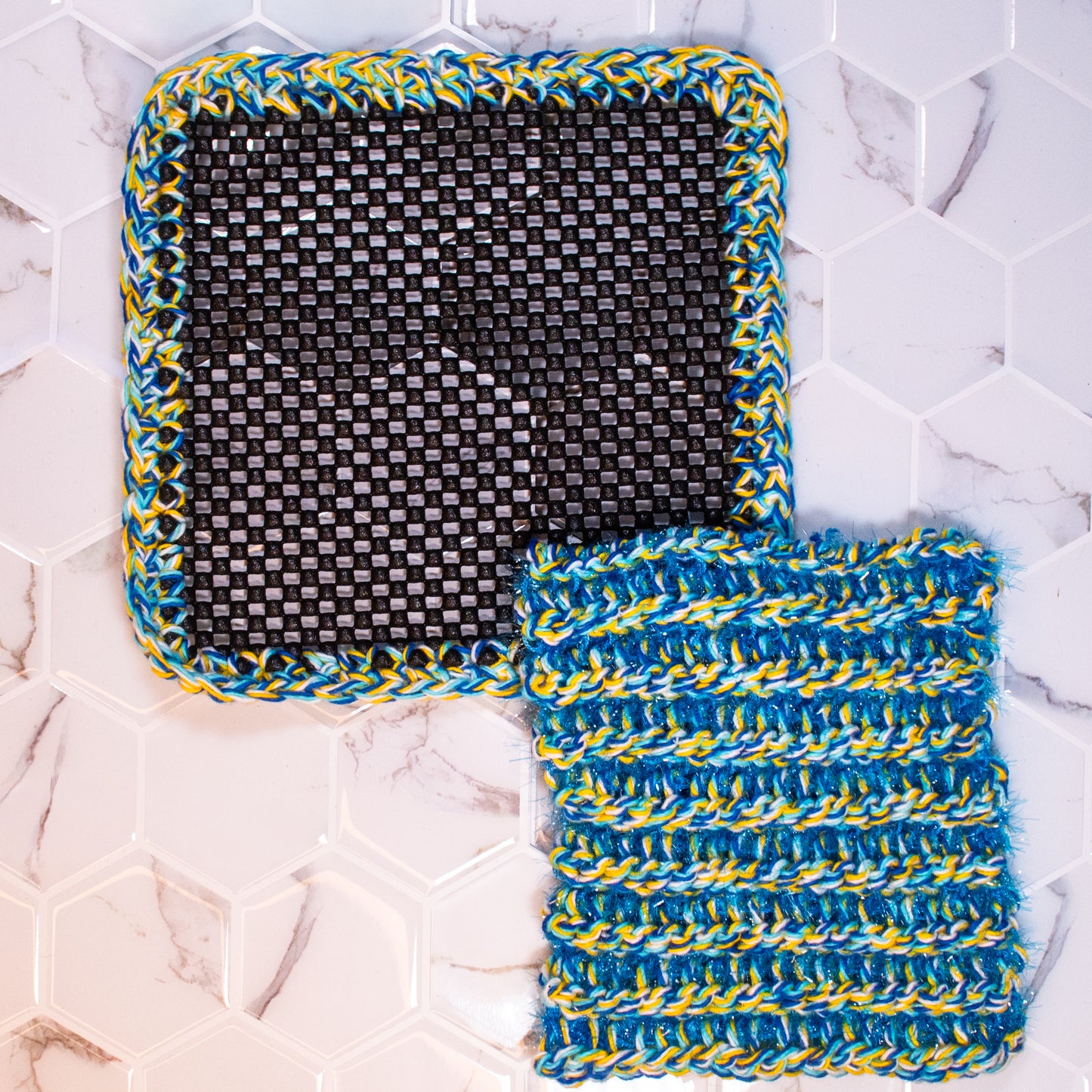 Handmade Scrubcloth & Jar Opener Set – Reversible Crochet Scrubber + Cotton Jar Grip