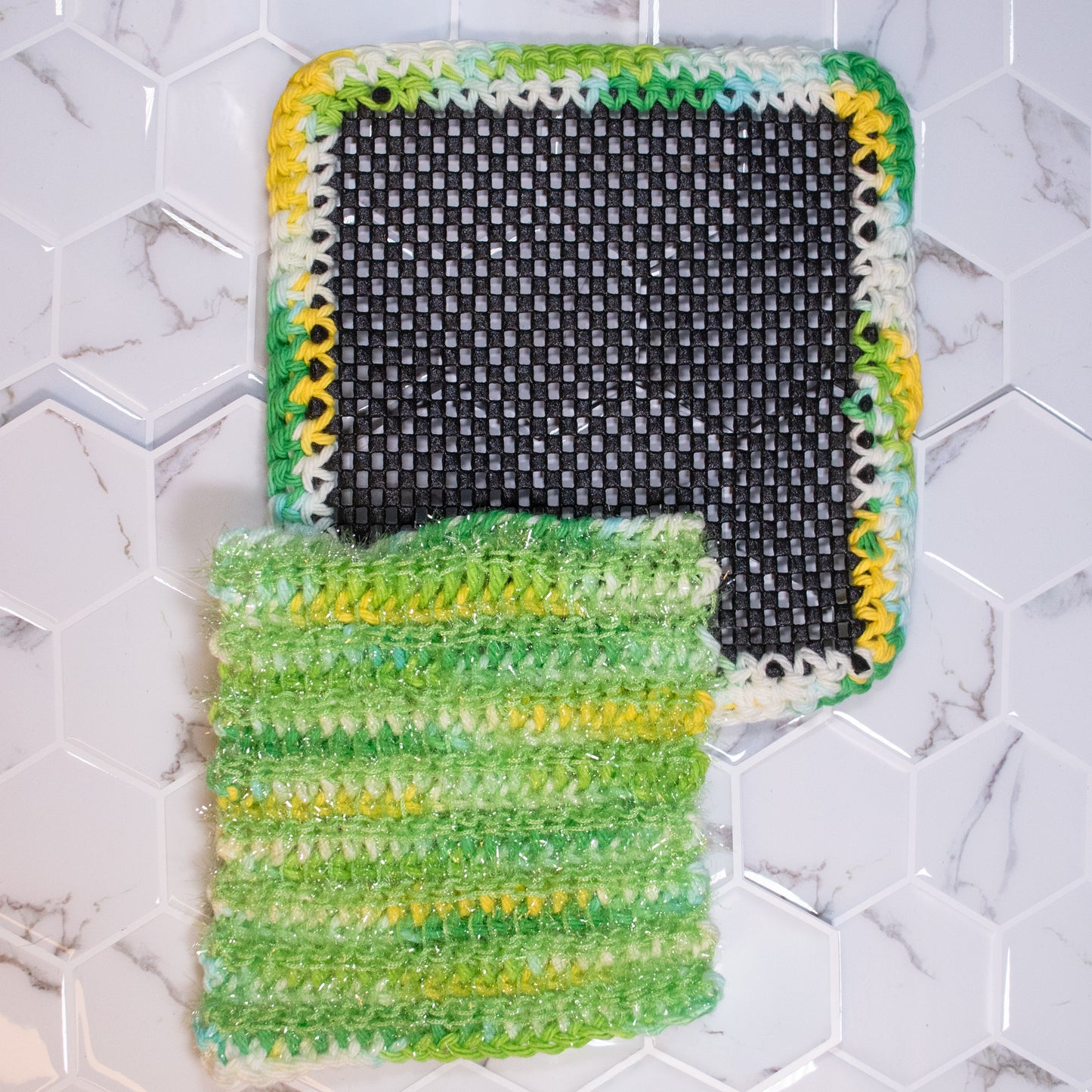 Handmade Scrubcloth & Jar Opener Set – Reversible Crochet Scrubber + Cotton Jar Grip