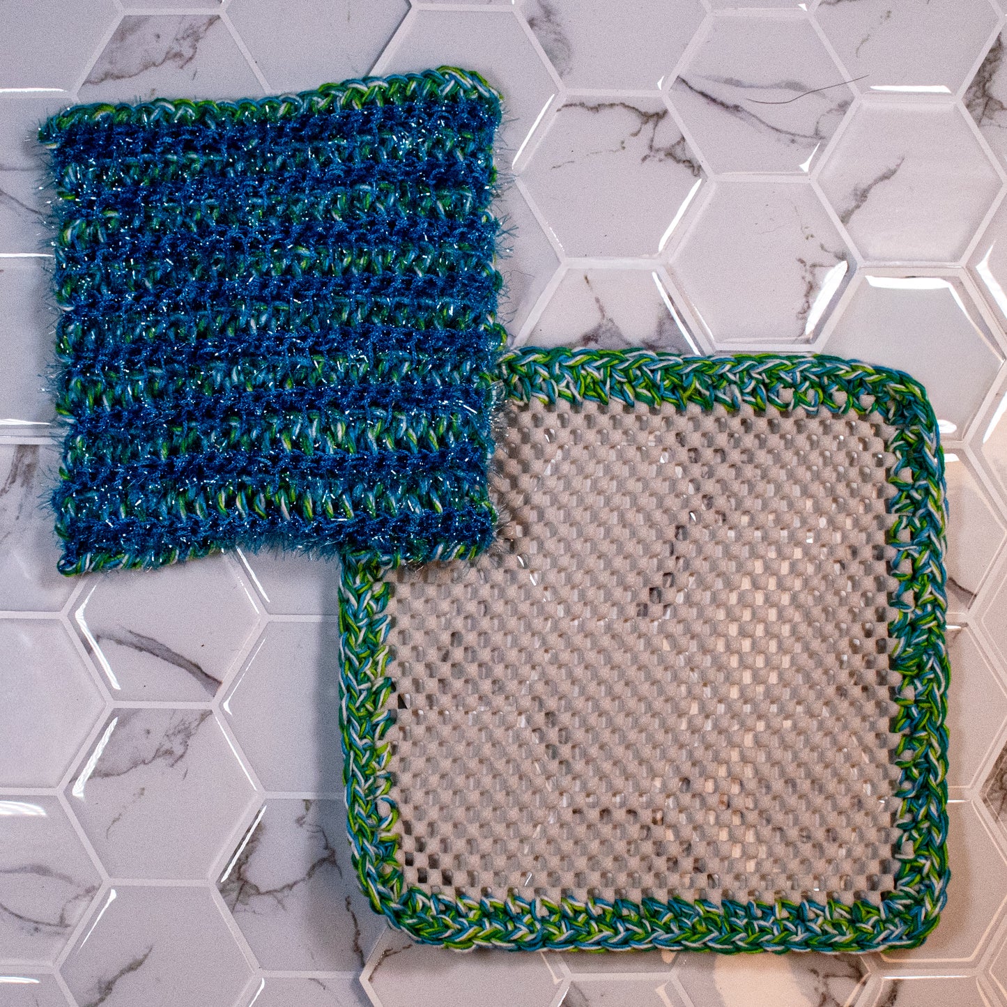 Handmade Scrubcloth & Jar Opener Set – Reversible Crochet Scrubber + Cotton Jar Grip