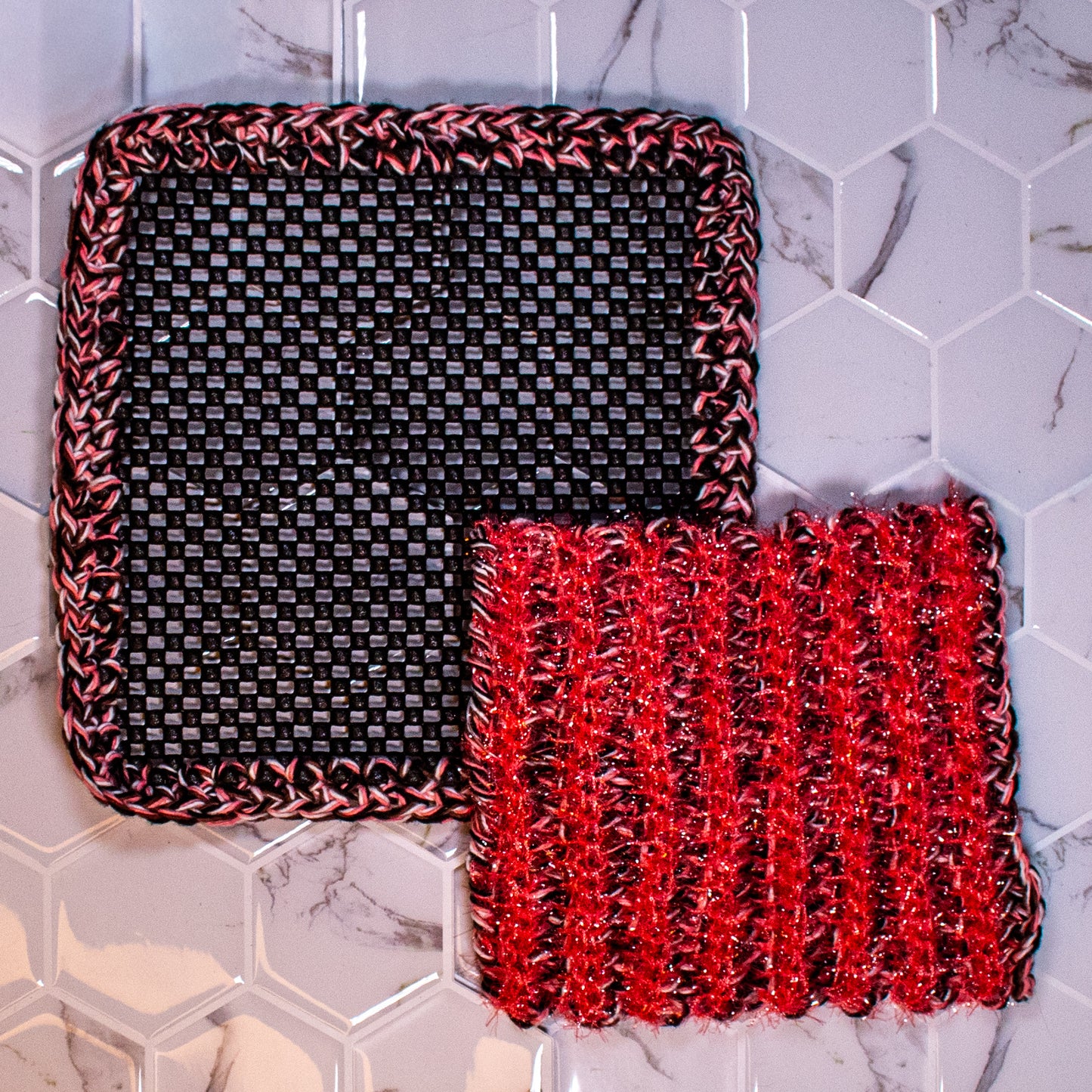 Handmade Scrubcloth & Jar Opener Set – Reversible Crochet Scrubber + Cotton Jar Grip