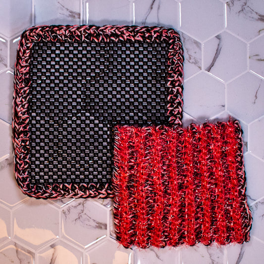 Handmade Scrubcloth & Jar Opener Set – Reversible Crochet Scrubber + Cotton Jar Grip