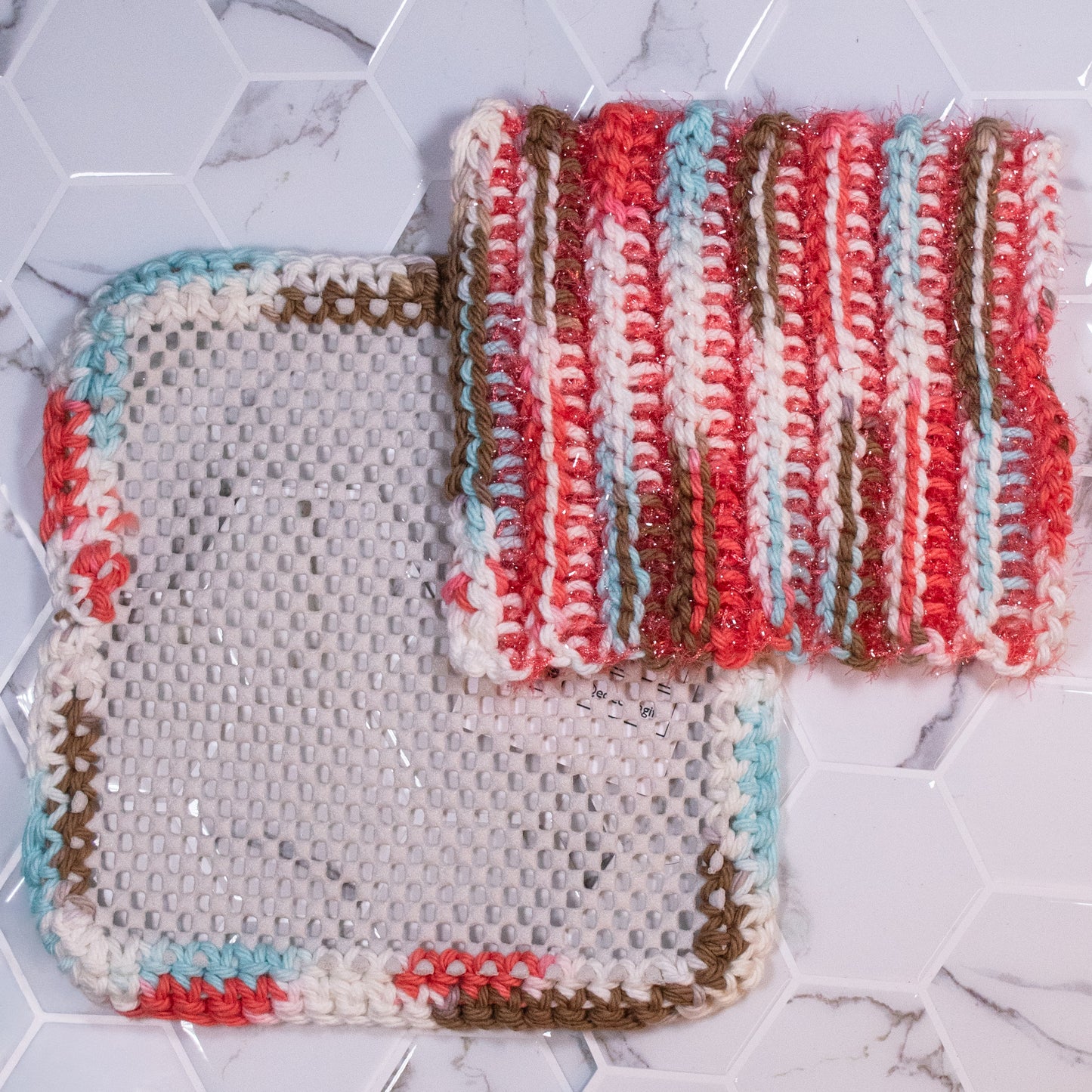 Handmade Scrubcloth & Jar Opener Set – Reversible Crochet Scrubber + Cotton Jar Grip