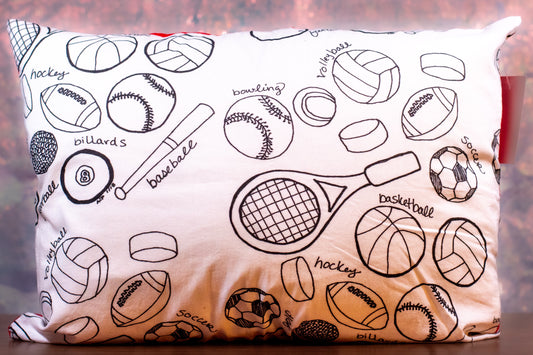 Sport Color-Me Pillow Shams  – 100% Cotton DIY Coloring Pillow Covers