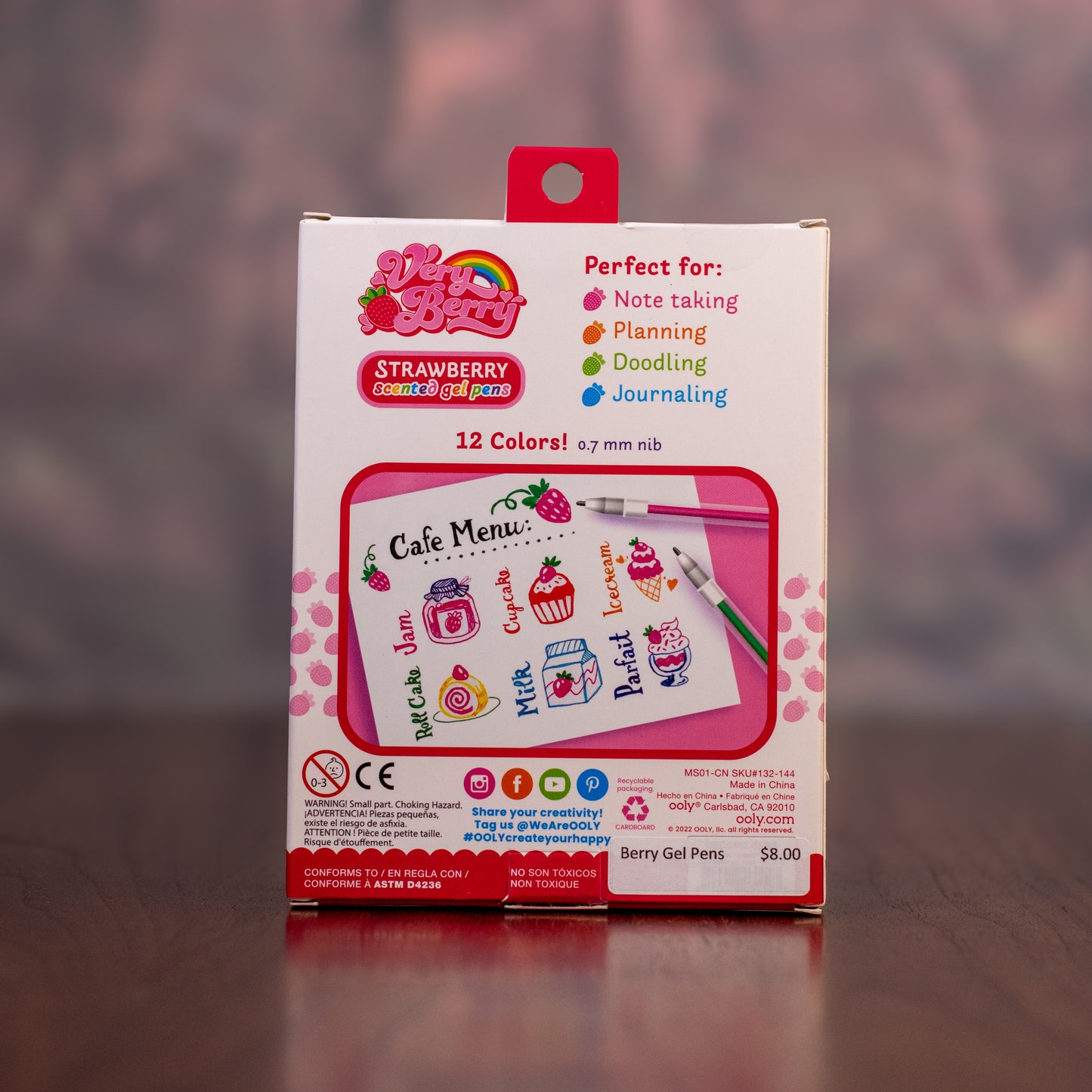 Very Berry Strawberry Scented Gel Pens – Set of 12 Colorful Nontoxic Gel Pens