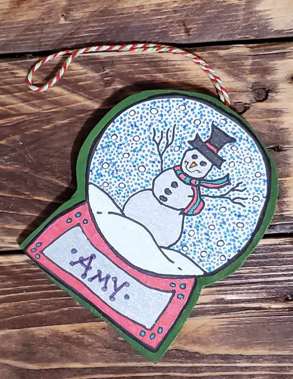 Snowman in a Snowglobe Color-Me Ornament