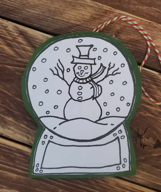 Snowman in a Snowglobe Color-Me Ornament