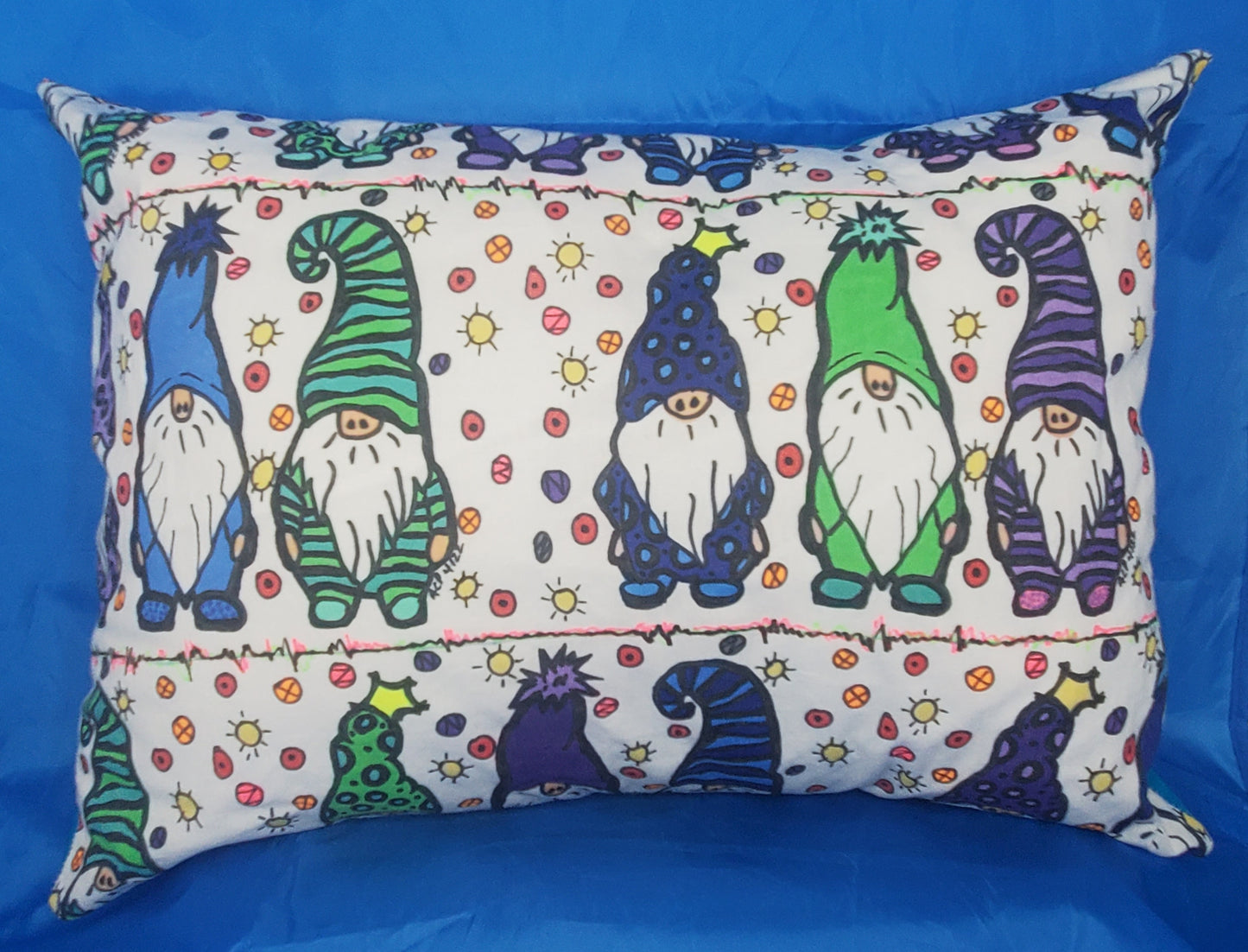 Gnomes Color-Me Pillow Sham, Desert Turquoise Backing
