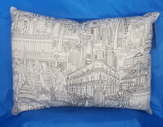 Cityscapes Color-Me Pillow Sham, Light Grey Backing