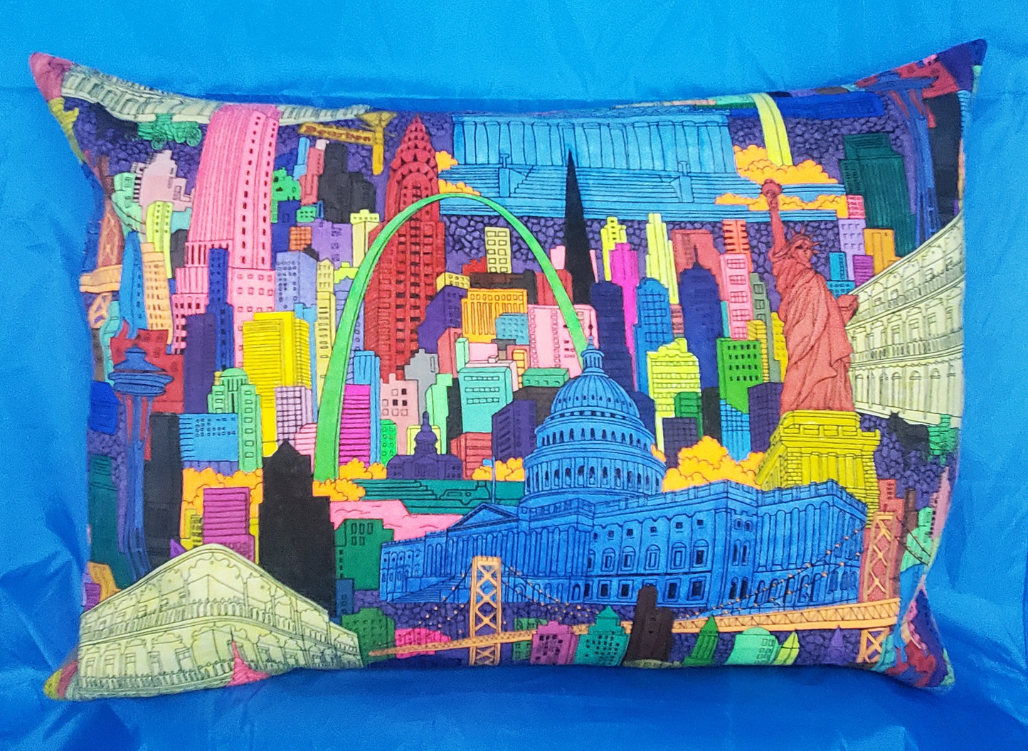 Cityscapes Color-Me Pillow Sham, Light Grey Backing
